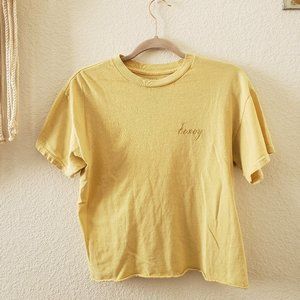 Brandy Melville honey embroidered crop tee